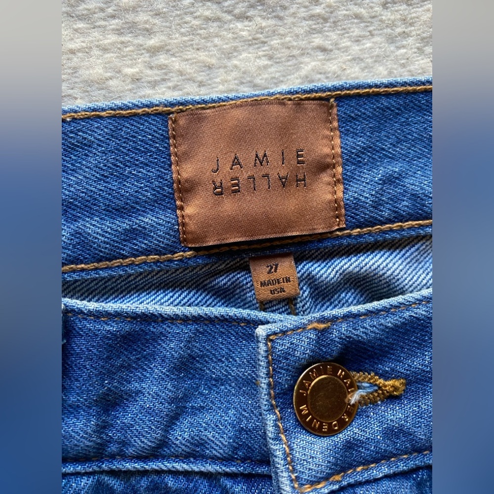 Jamie Haller High-Rise Raw-Hem Denim Bermuda Shorts - Picture 3 of 5